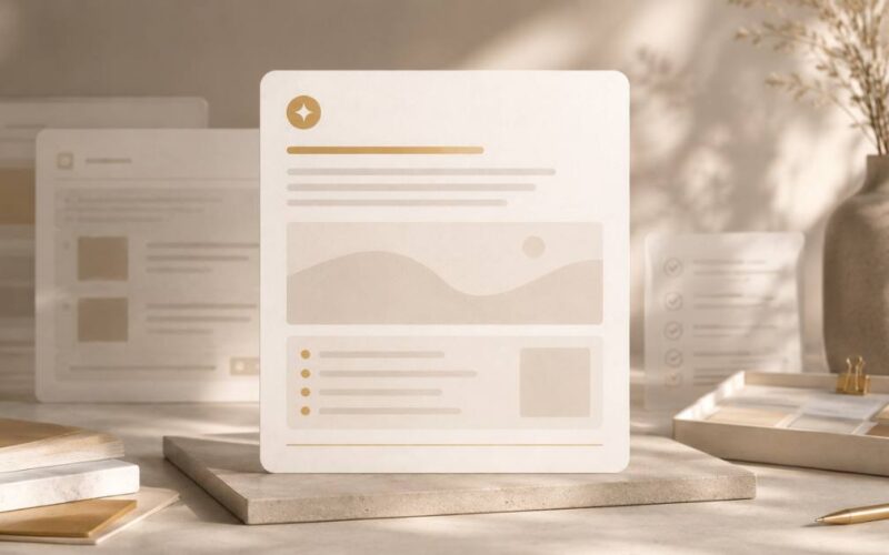 A calm, editorial scene addressing the Google penalize AI content question, showing a content piece in considered review