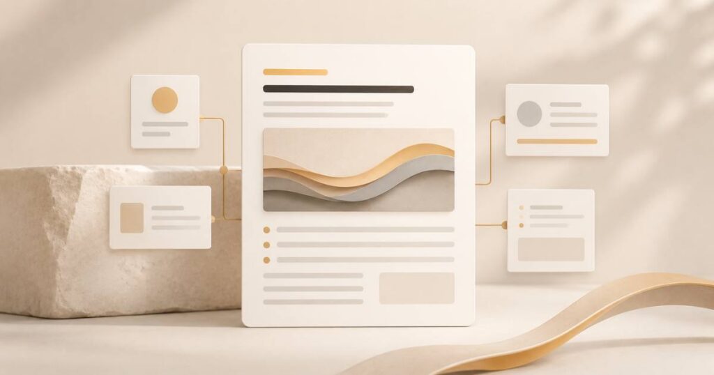 A warm editorial visual of E-E-A-T trust signals, a content piece that clearly has a credible real business behind it.
