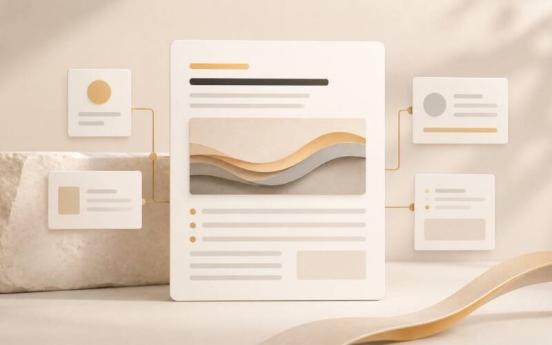 A warm editorial visual of E-E-A-T trust signals, a content piece that clearly has a credible real business behind it.